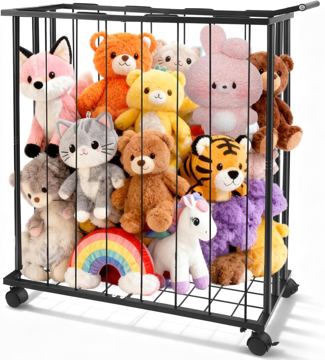 Mobiel speelgoedopbergsysteem 83,5 x 65 x 32 cm - metalen organizer met elastische touwen - ShopVlot