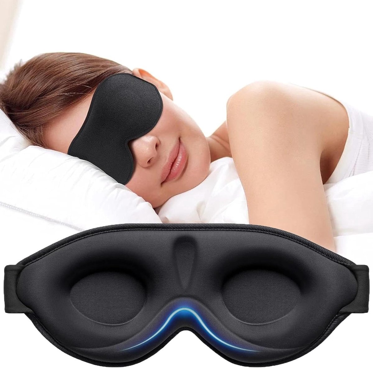 Slaapmasker voor zijslapers - 3D oogkassen - Lichtbestendig en ademend - Comfortabel en ergonomisch - ShopVlot