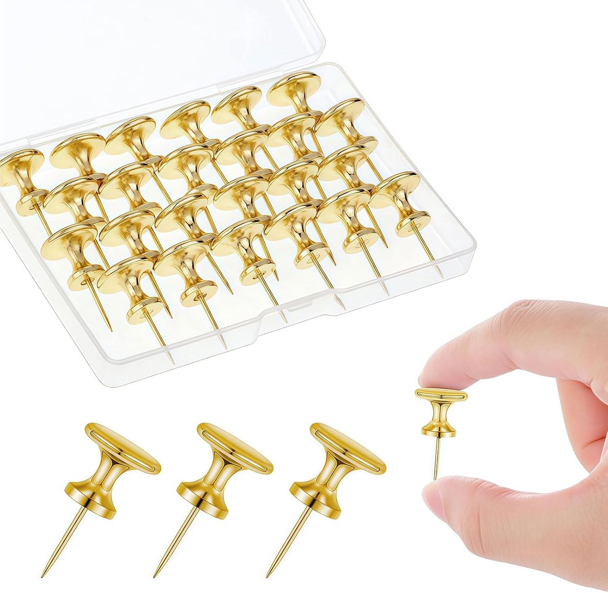 Grote metalen punaise 30 stuks - goudkleurig - 2,8 cm met 9 kg draagvermogen - ideaal voor posters en wanddecoratie - ShopVlot