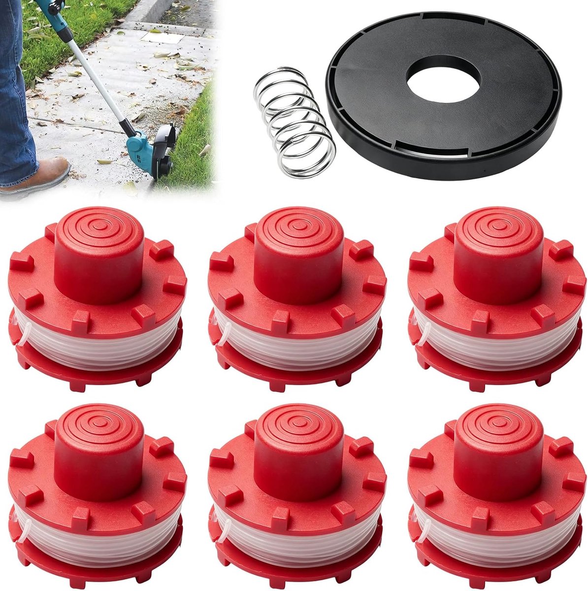 Draadspoel voor bosmaaier 8 m x 2 mm - 6 stuks - vervangend - eenvoudig te vervangen - ShopVlot