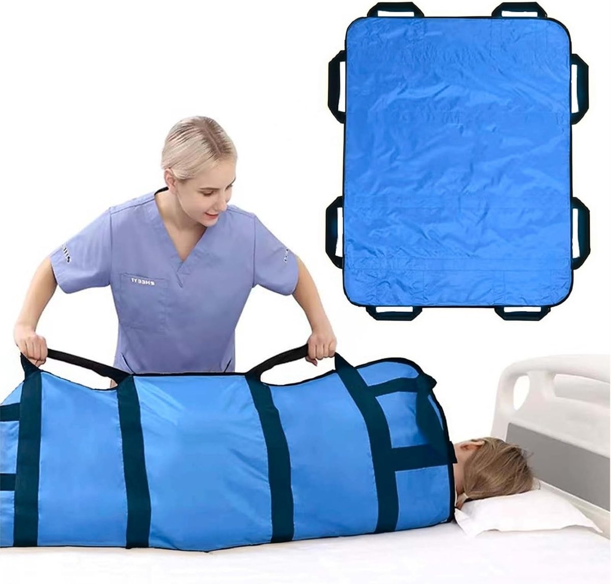 Transferboard 120 x 100 cm - Dubbelzijdig nylon - 8 Handvaten - Ideaal voor veilig verplaatsen van patiënten - ShopVlot