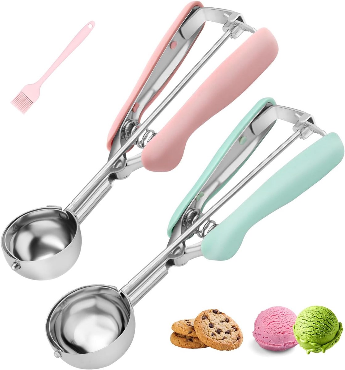 Cookie lepel set 2 stuks - 18/8 RVS - ergonomisch ontwerp - ideaal voor het scheppen van koekjesdeeg - ShopVlot