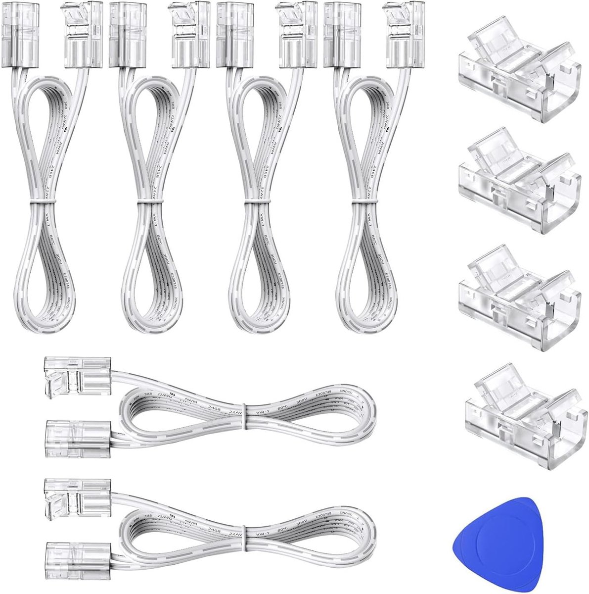 LED strip connector 10-pack - 2 pin 8 mm - transparante kabel - eenvoudig aansluiten - ShopVlot