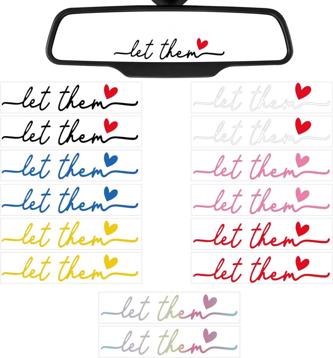 Auto stickers 14 stuks - kleurrijke achteruitkijkspiegel stickers - motiverende teksten - ShopVlot