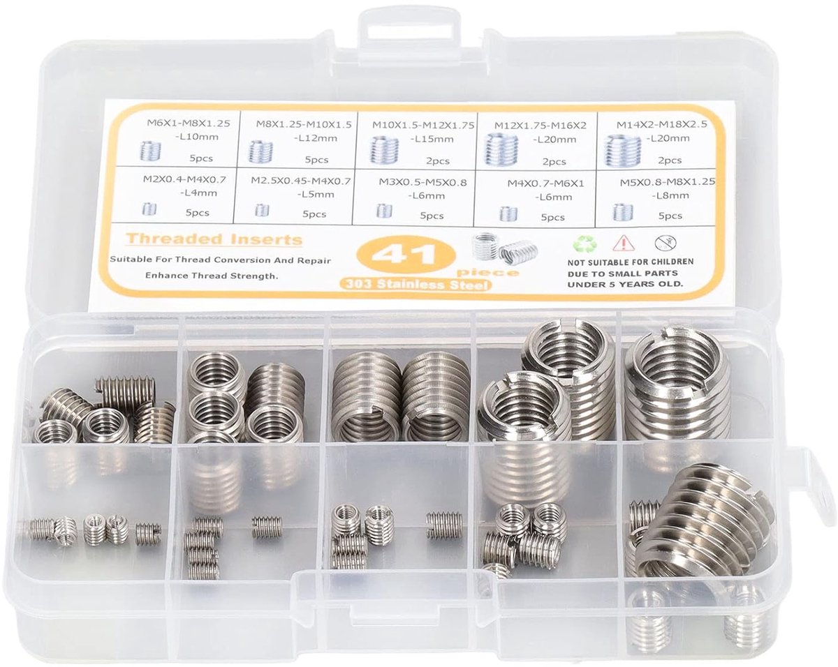 Draadherstelset 41-delige M2-M14 - RVS schroefdraad inserts - Voorkomt beschadiging - ShopVlot