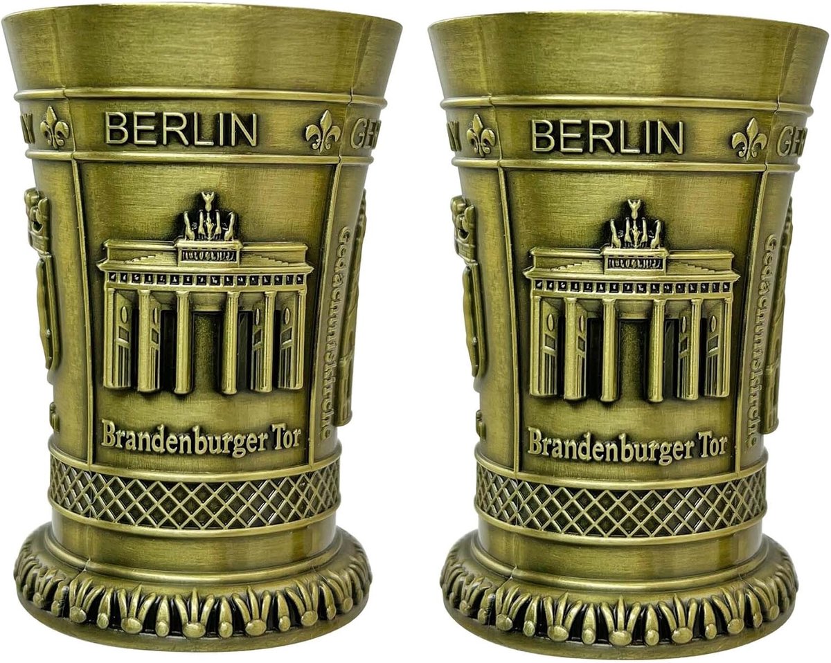 Shotglazen set van 2 - metalen souvenir - elegant ontwerp - herinneringen aan Berlijn - ShopVlot
