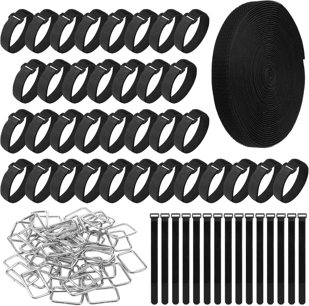Kabelbinders 10m x 2.5cm - Herbruikbaar klittenband - Zwart nylon - Voor veilig kabelbeheer - ShopVlot