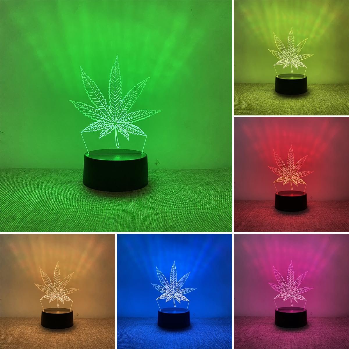 3D lamp maple leaf - 7 kleuren - touch bediening - sfeervolle verlichting voor kinderkamer - ShopVlot