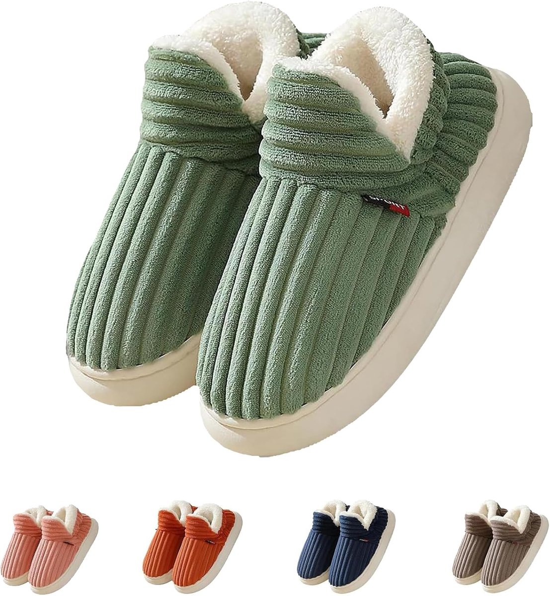Dames winterslippers 40/41 - groene pluche - antislip - comfortabel voor thuisgebruik - ShopVlot