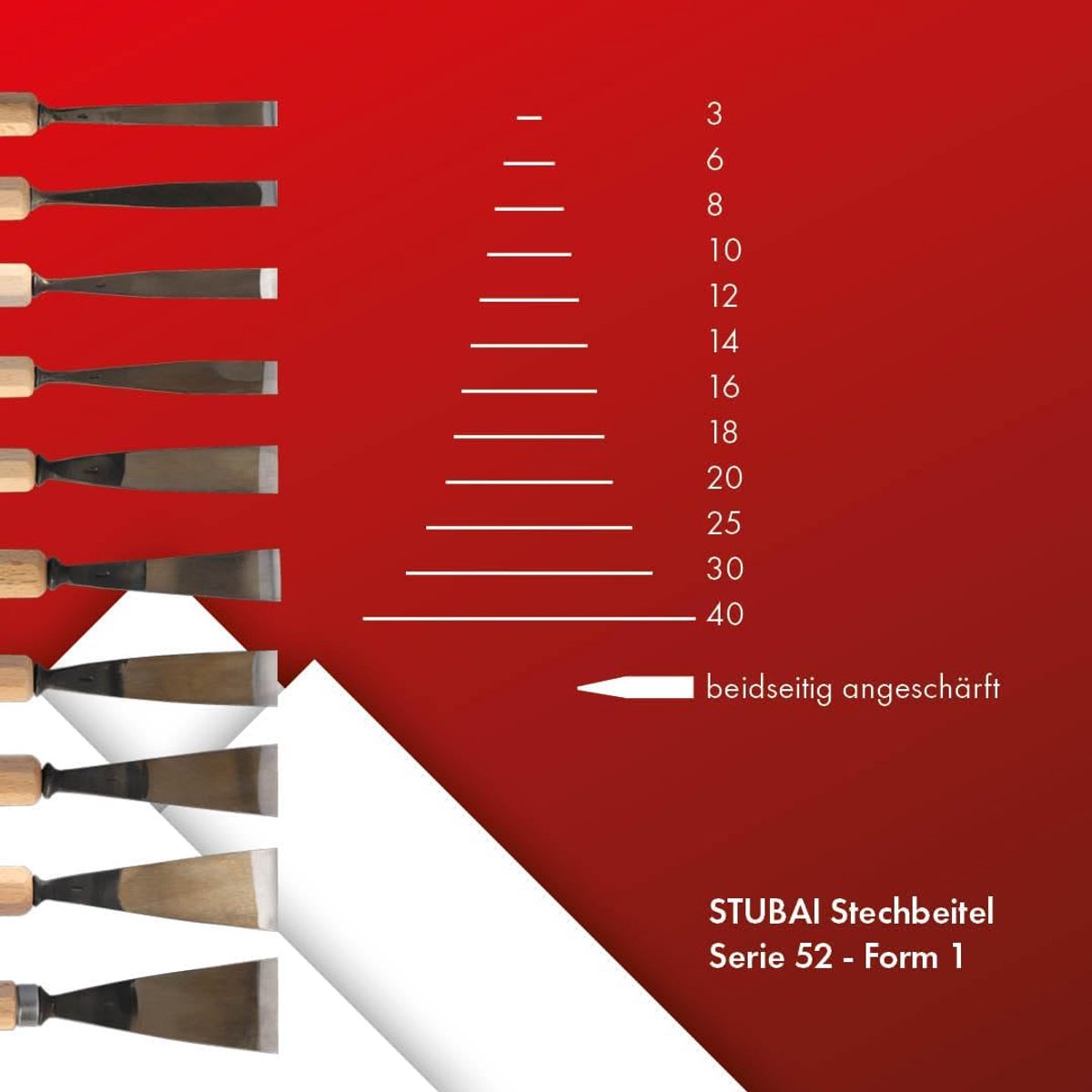 Houtbeitel 12 mm - houten handvat - gepolijste blad - ideaal voor precisiewerk - ShopVlot