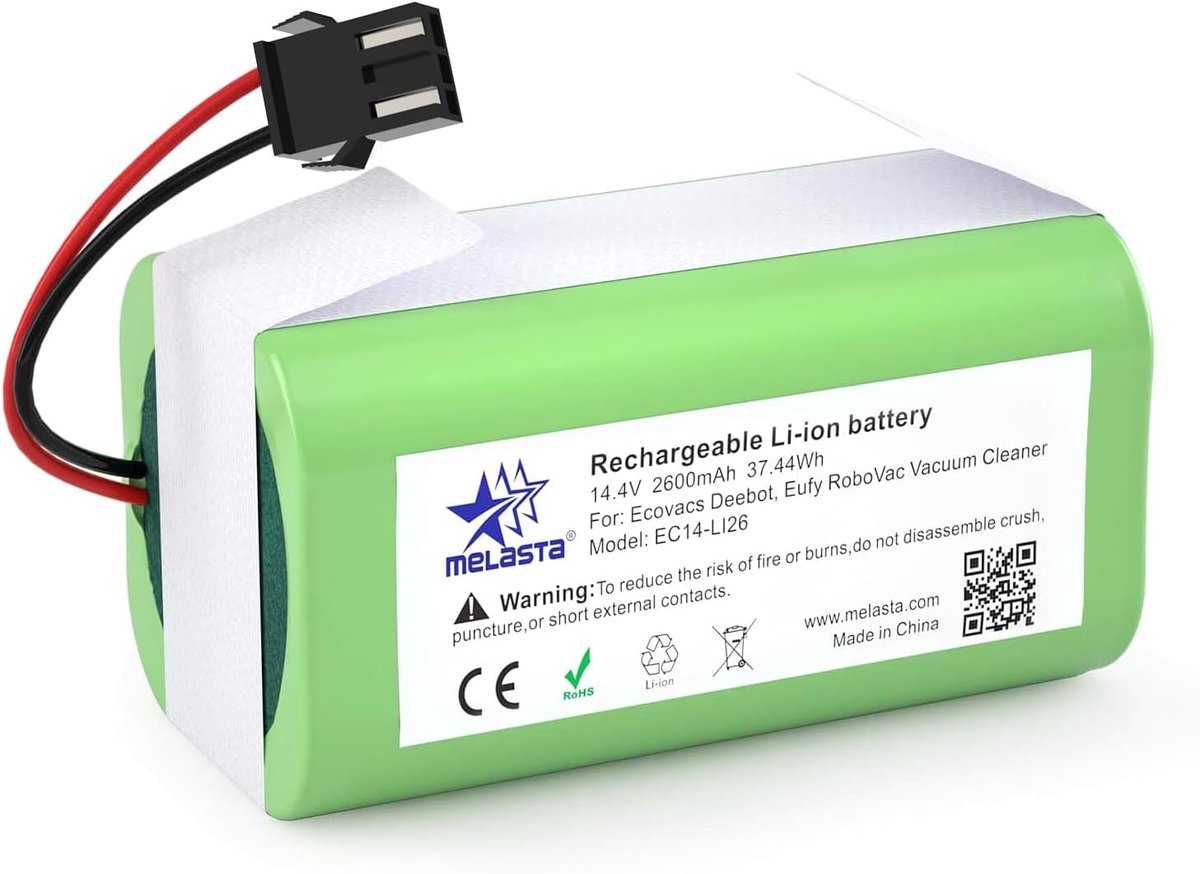 Li-Ion batterij 14.4V 2600mAh - compatibel met Ecovacs en Eufy - lange werktijd - ideaal voor robotstofzuigers - ShopVlot