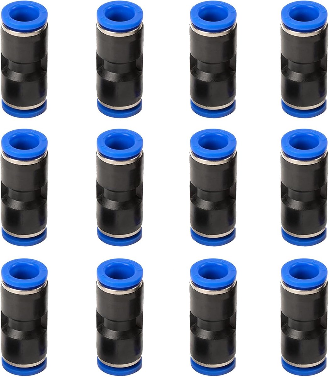 Push to connect fittings 5/32 inch - 12 stuks plastic - snelle montage - geschikt voor luchtleidingen - ShopVlot