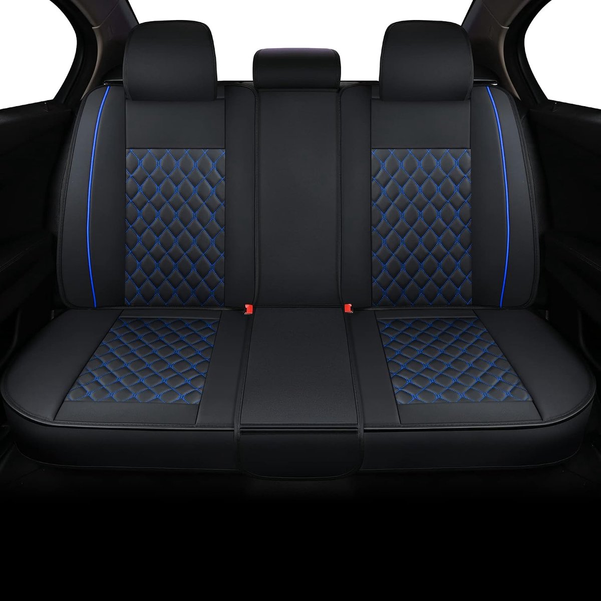 Auto Achterbankhoezen Universele Pasvorm - Faux Leer - Zwart/Blauw - Bescherm uw interieur - ShopVlot