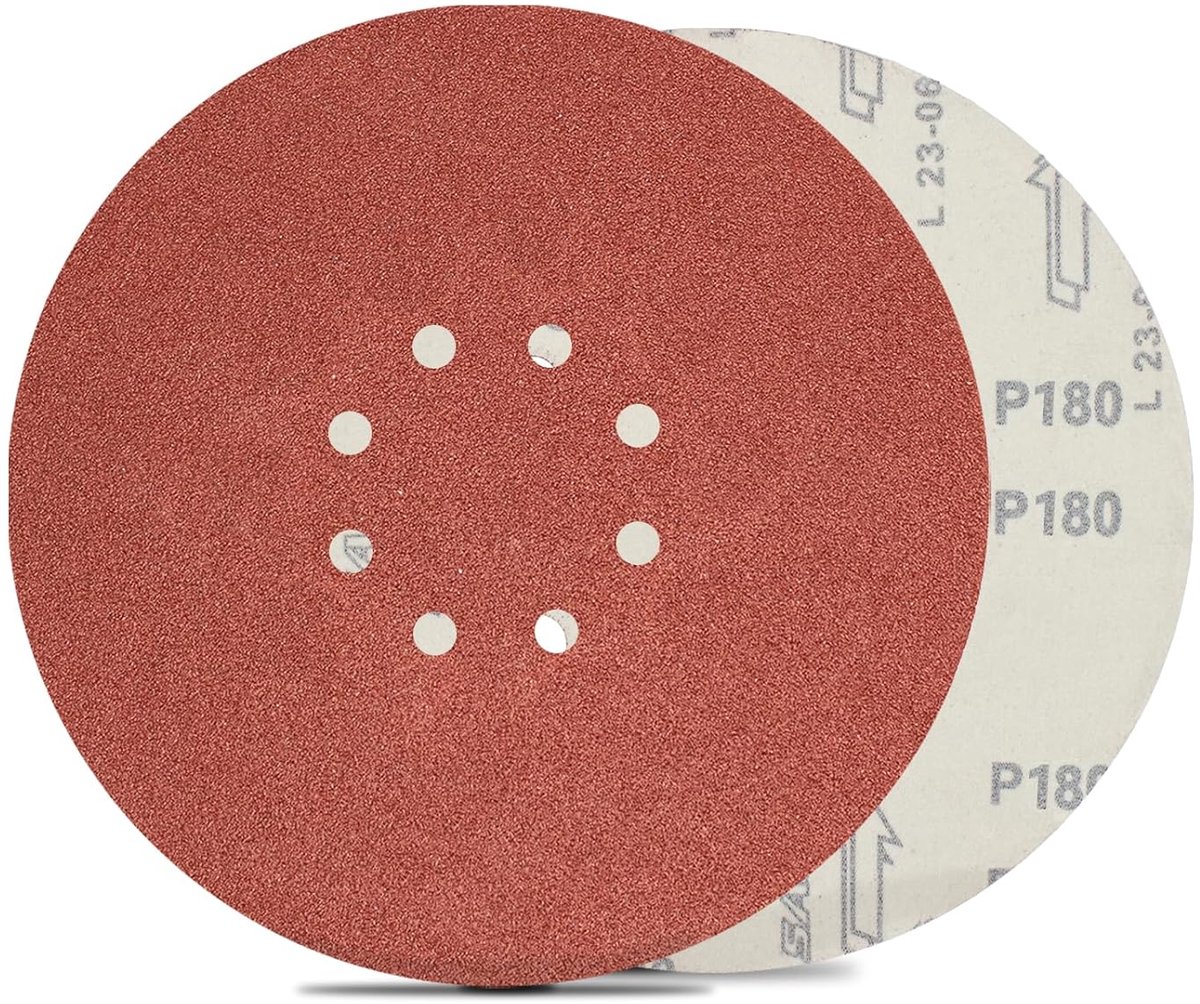 Schuurpapier set 180 grit - 225 mm rond - 8 gaten - voor efficiënt schuren - ShopVlot