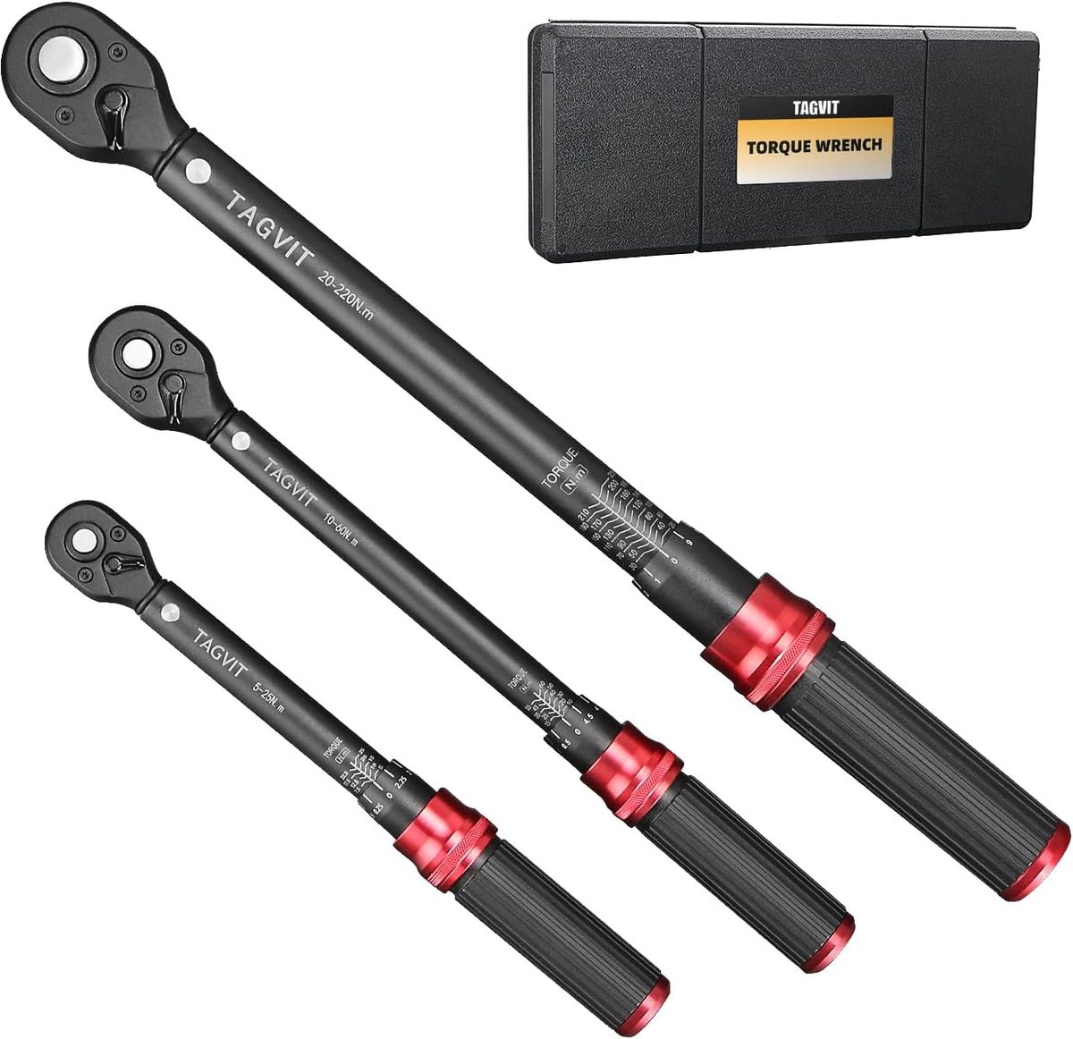 Momentenschroevendraaierset 3-delig (5-25 NM/10-60 NM/20-220 NM) - Hoge nauwkeurigheid - Duurzaam - ShopVlot
