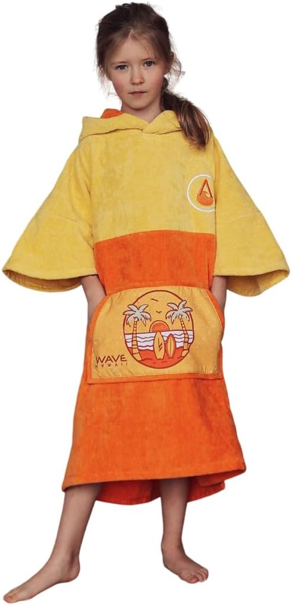 Surf poncho kinderen - maat 110-140 - zachte katoen - ideaal voor na het zwemmen - SnelShoppen