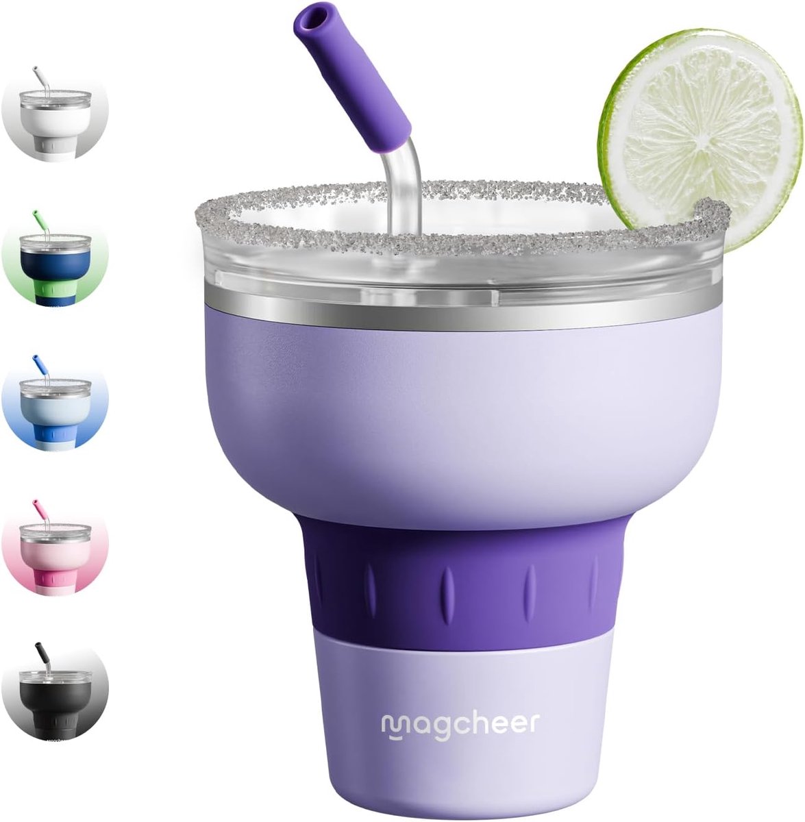 Cocktailbeker met deksel en rietje - RVS geïsoleerde margarita beker - 320° drinkbaar voor optimaal gemak - m-winkel