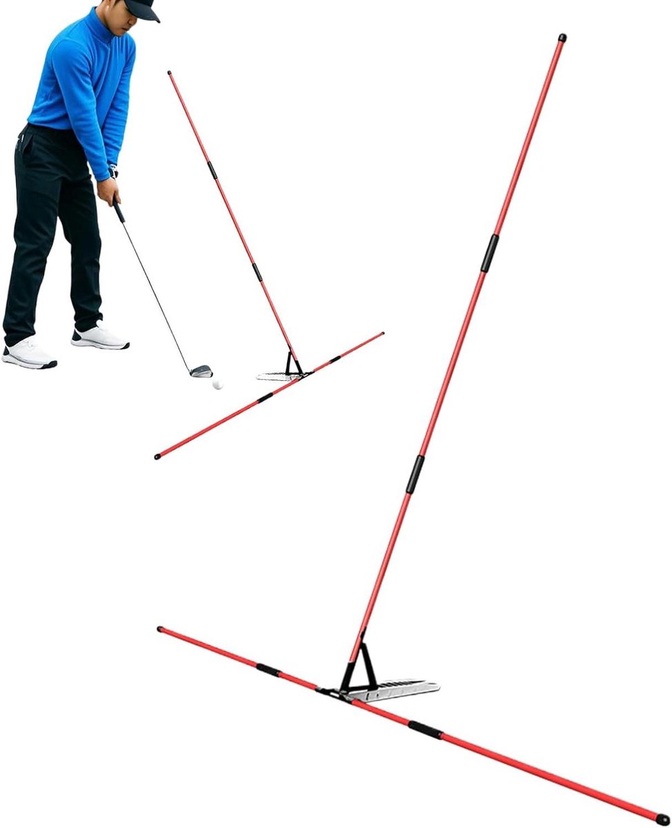 Golf Swing Trainer - Golf Bal Positie Gids - Golf Training - Precisie Hoek Verstelling - 105 cm - Rood