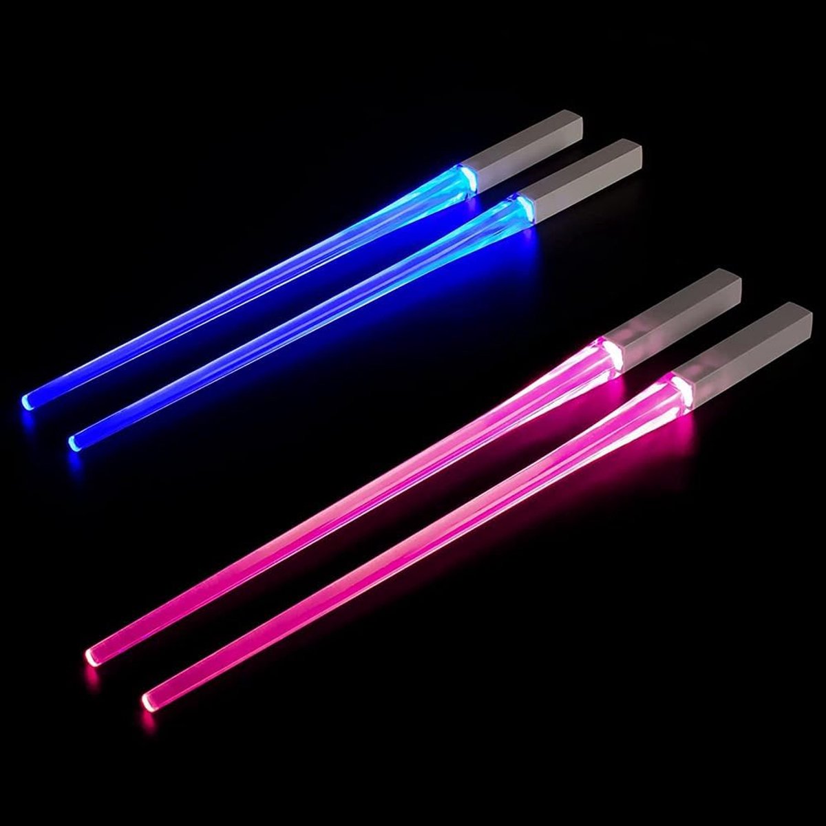 Lichtgevende eetstokjes - 2 paar LED chopsticks - blauw + roze - perfect voor feestelijke diners - SnelShoppen