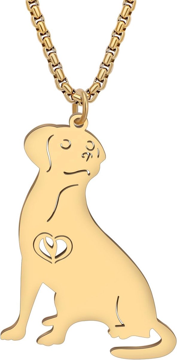 18K Goud Verzilverd Schattige Labrador Retriever Hond Ketting Huisdieren Puppy Hanger Sieraden Charms Verjaardagscadeaus Voor Vrouwen Hond Liefhebbers, Medium, Roestvrij staal, Geen