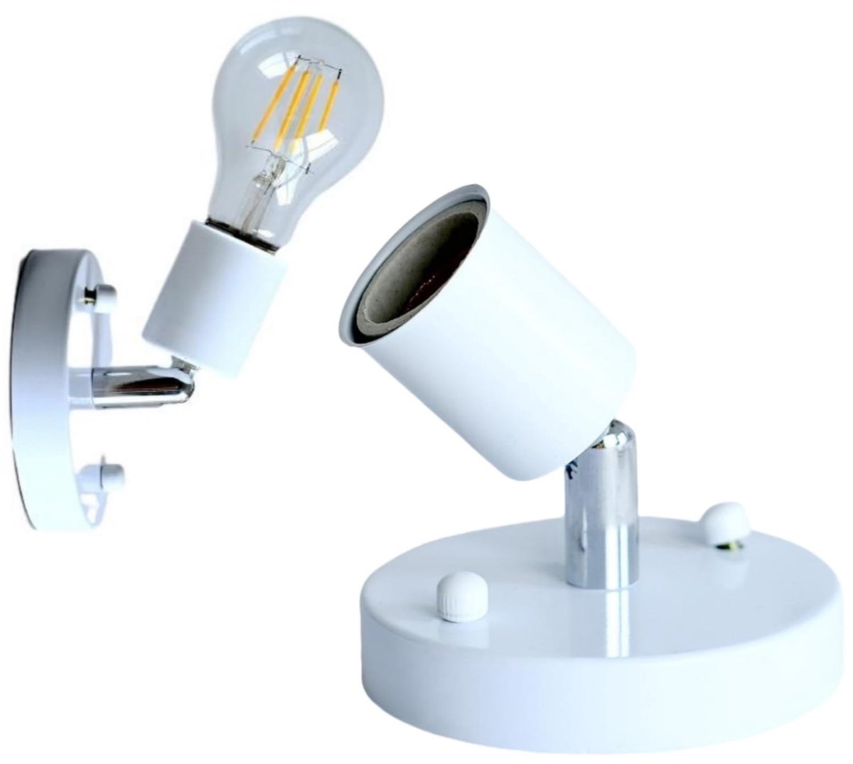 Lamphouder, 1Pc E27 Moderne Vintage Plafondlamp Wandlamp Lamphouder Socket 180° Draaibaar Geschikt voor Woonkamer Keuken Eetkamer Gang(wit)
