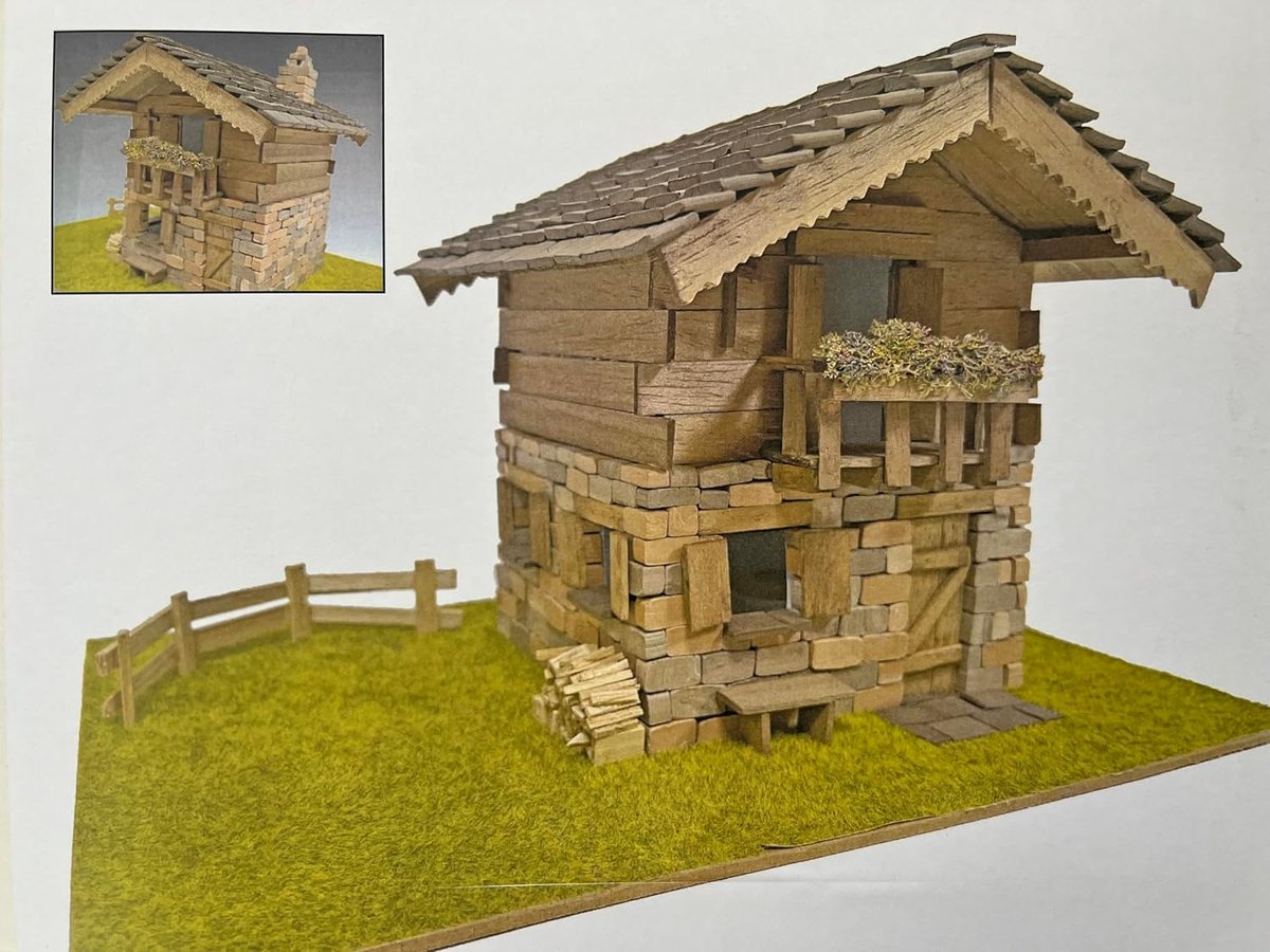 KITS Casa Trentina bouwpakket van hout en bouwstenen, montage vereist, schaal 1:50