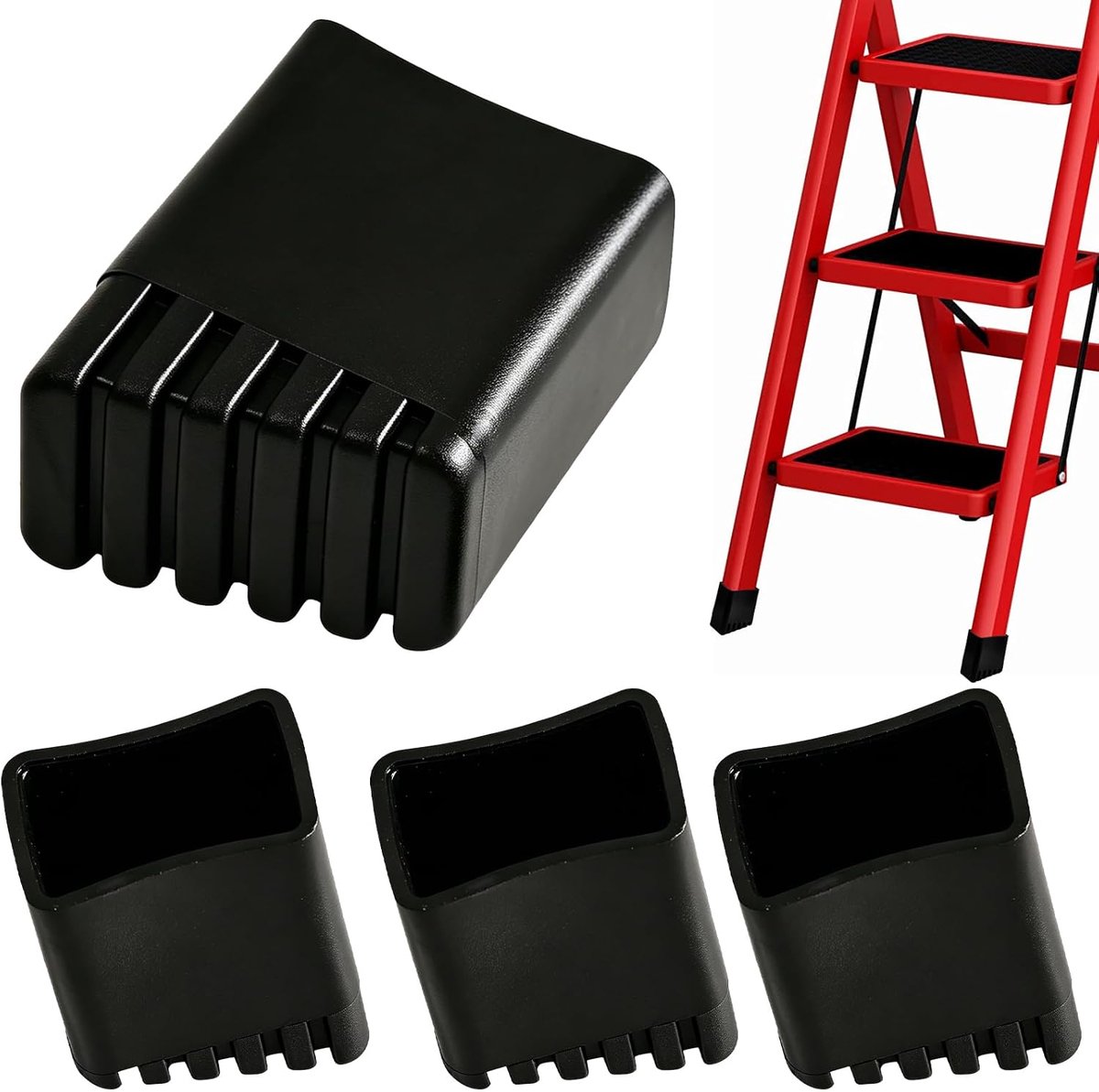Voetjes voor ladders, 20 x 30 mm, antislip, 4 stuks | Voor vouwladder, trapladder, aluminium ladder, hittebestendige vloerbescherming, vierkante buis