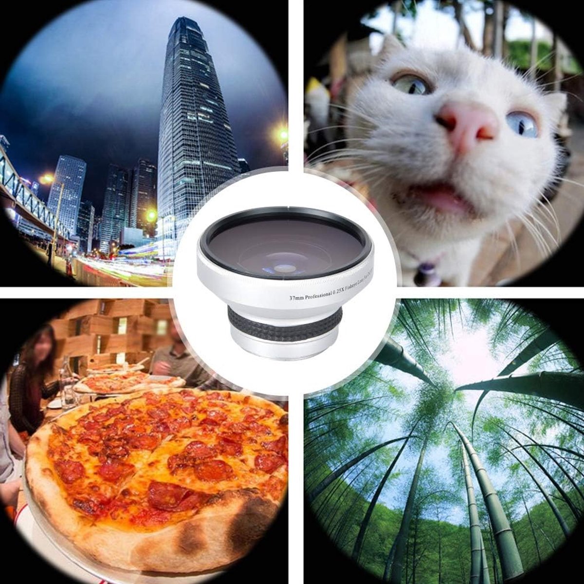 37 Mm 0,25X Super Fisheye Extra Lens voor 37 Mm Gemaakt van een Hoogwaardige Aluminiumlegering en Optisch Glasmateriaal, Stevig, Langdurig en Langdurig levensstijl. Kaliber