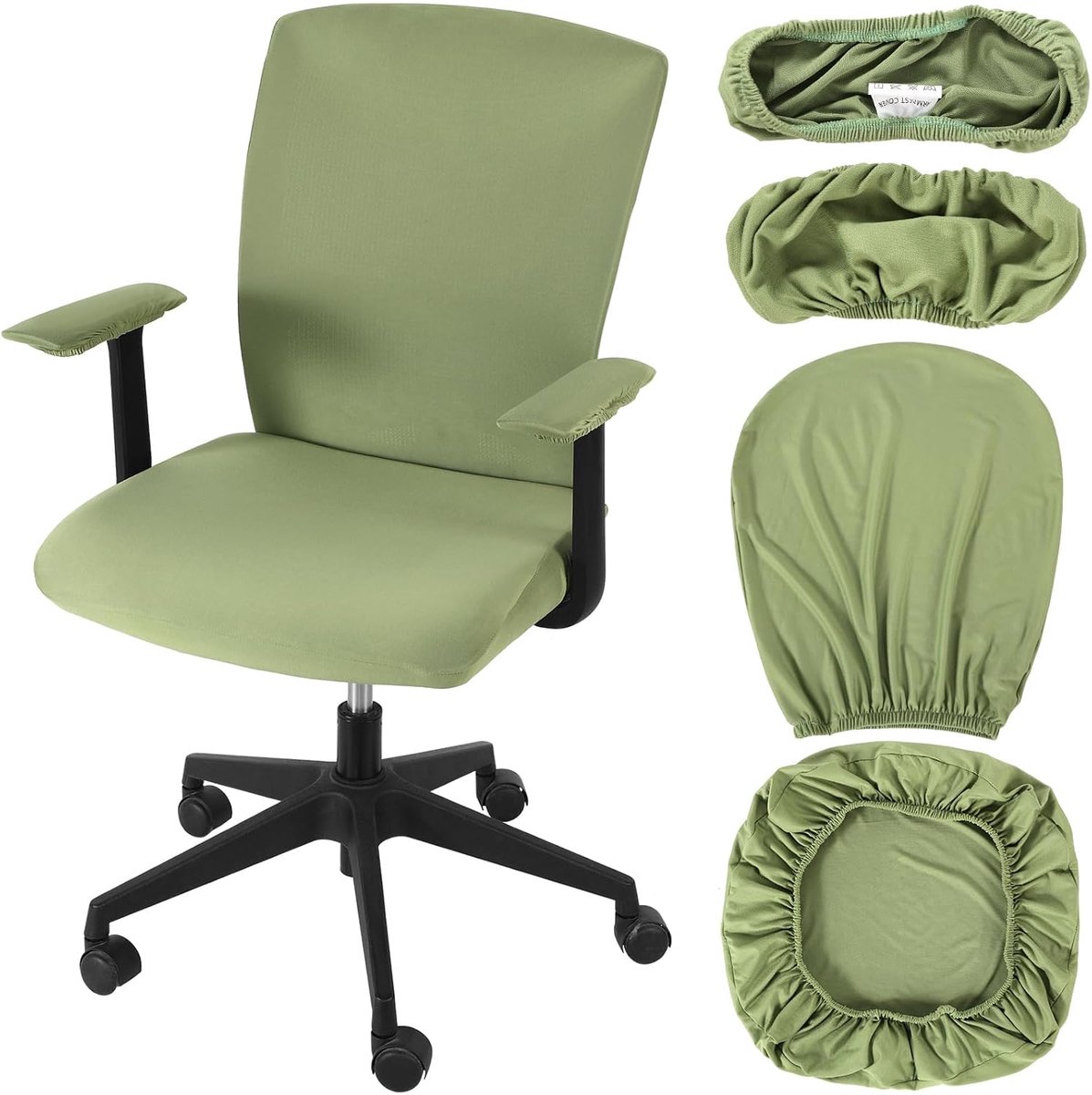 4 Stuks Bureaustoelhoezen Set Universele Bescherming Elastische Stoelbekleding Bureau Armleuning Covers Beschermhoezen Kussen Kantoor Rugleuning Voor Draaistoel