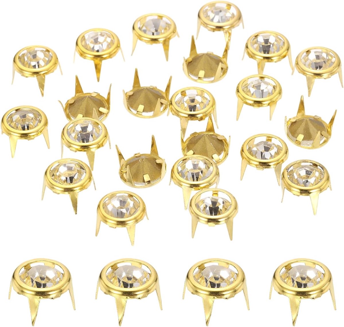 50 stuks strass-steentjes navullingen 0 99 inch 10 mm kant onderkant strass klauwen kralen klinknagels metalen spikes klinknagels decoratie voor doe-het-zelf kleding schoenen riem goud wit