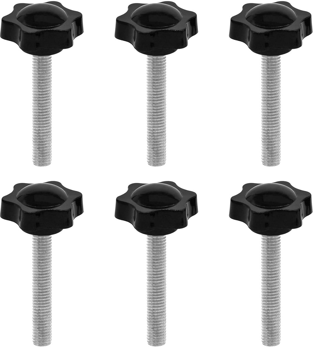 6 stuks M10*60mm zeshoekige kunststof kop sterschroef, stergreepschroef, schroefdraad vervangen ster hand, handaanzetschroef, mechanische vergrendelingsschroef