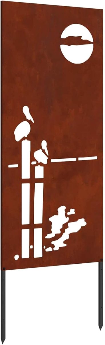 Hof876321 Inkijkwerend scherm voor tuin, roestig, weerbestendig, metaal, decoratieve privacywand, ruimteverdeler voor tuin, 50 x 140 cm