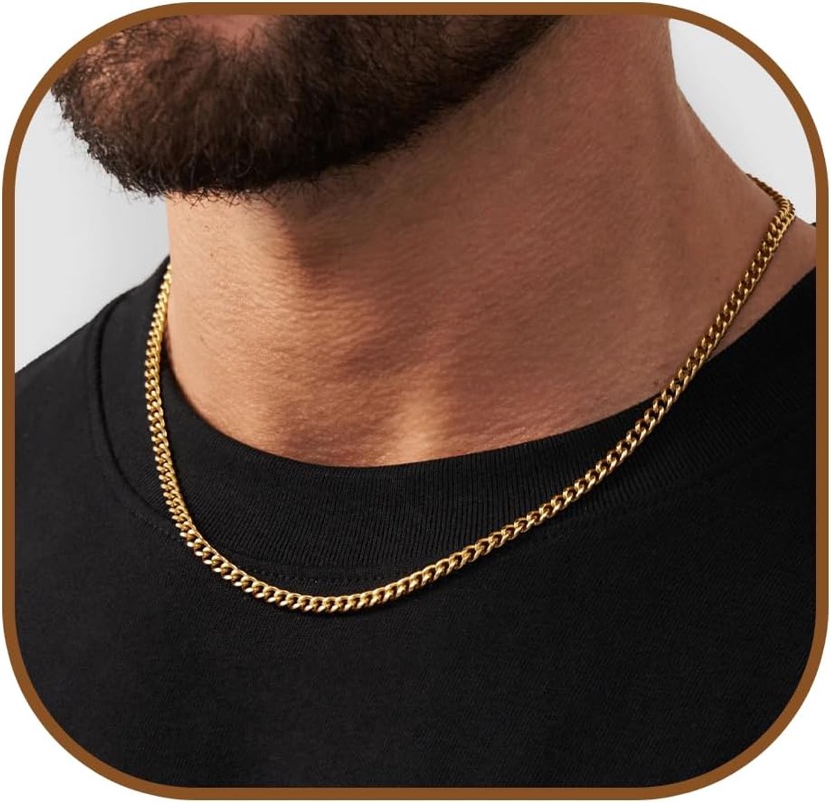 Pantserketting, 3,5/5 mm, zilver/goud/zwart, roestvrij staal, Cubaanse ketting voor mannen en jongens, cadeau voor heren en dames, 45/50/56/61 cm