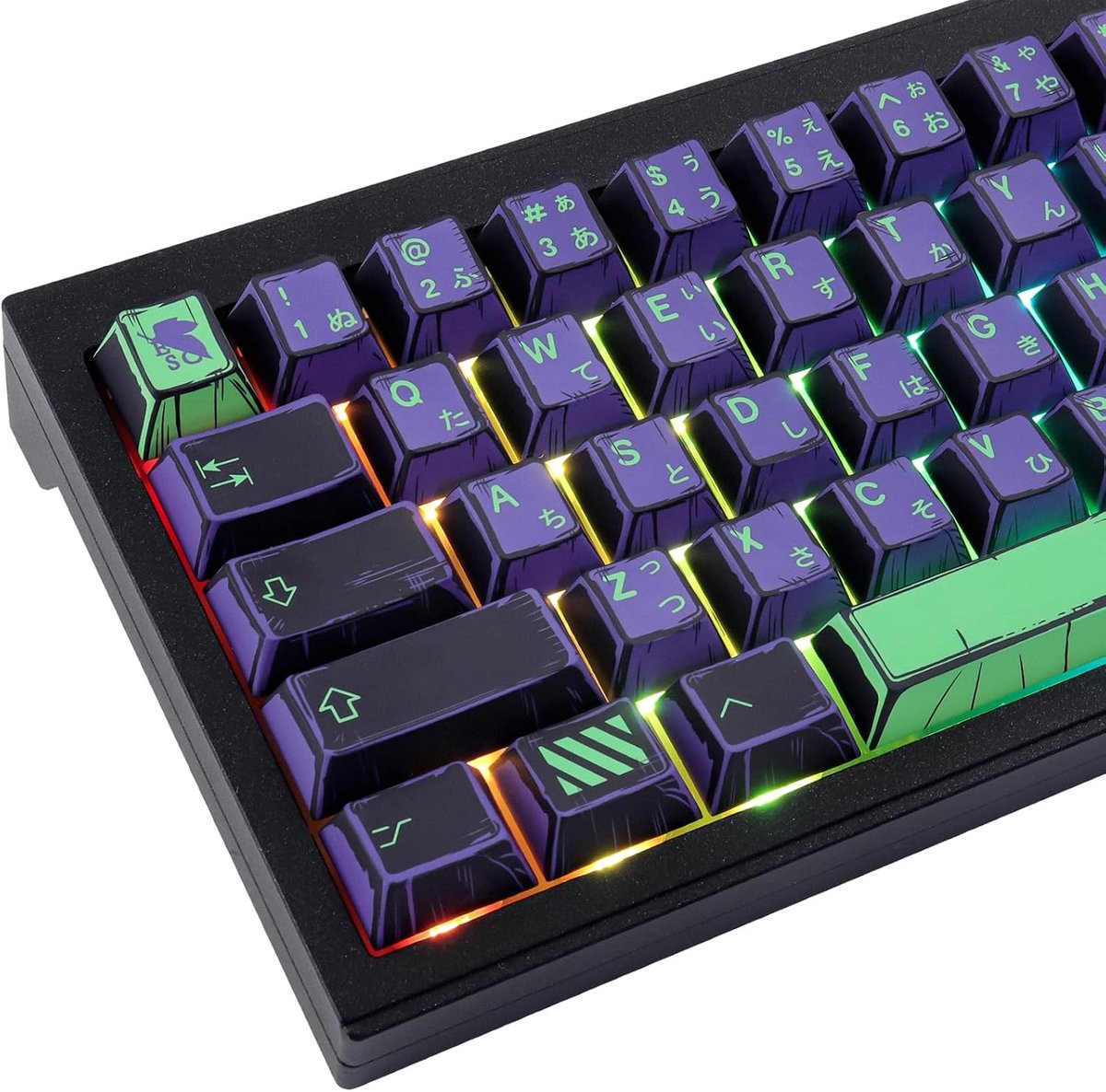 Keycaps, 78 toetsen, mecha-kleurstofsublimatie, kersenprofiel, Japanse toetsdoppenset voor Cherry MX-schakelaars, ASIN-lay-out, mechanische toetsenborden