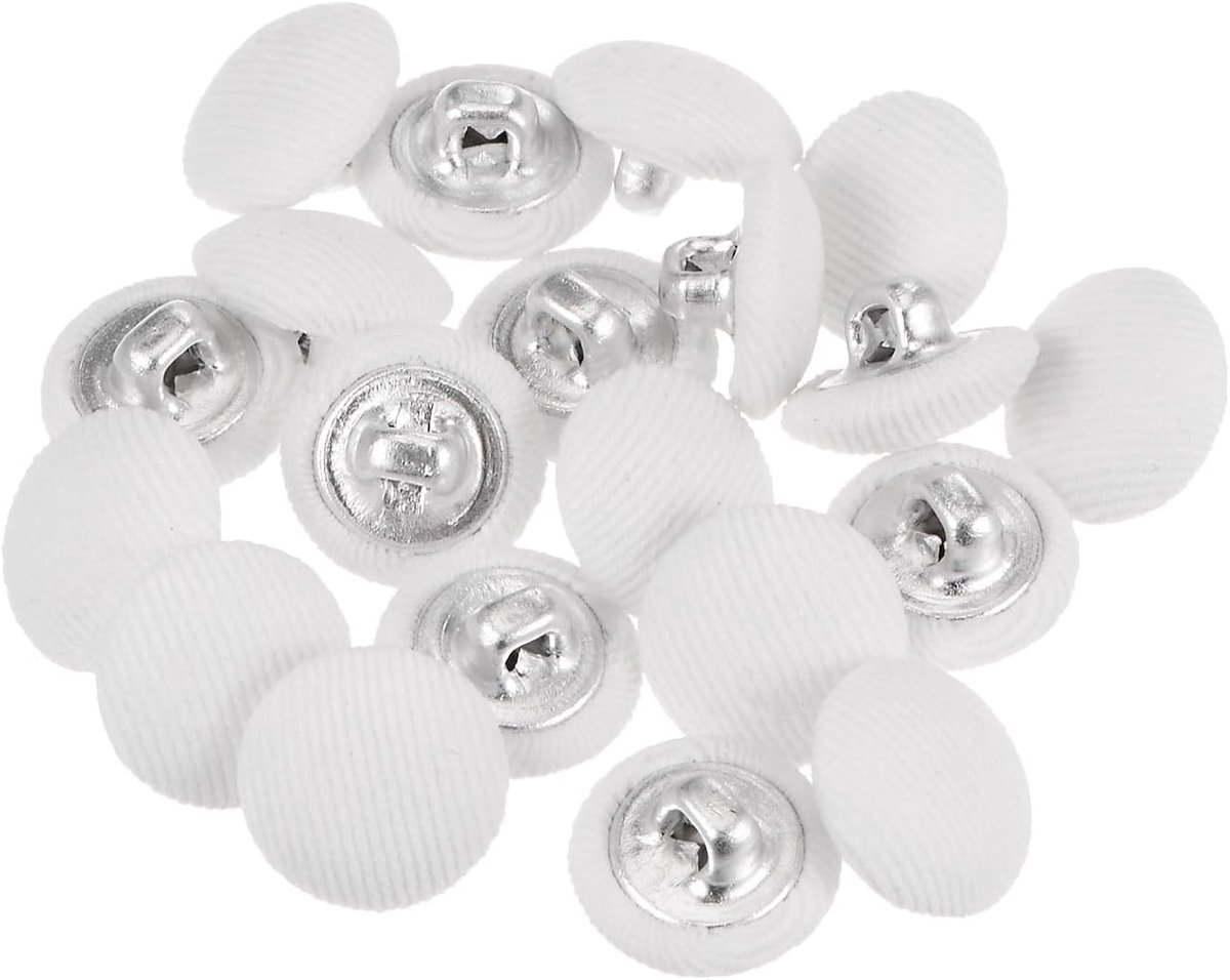 Knopen 11,5 mm rond met metalen schacht voor kleding blouses, wit