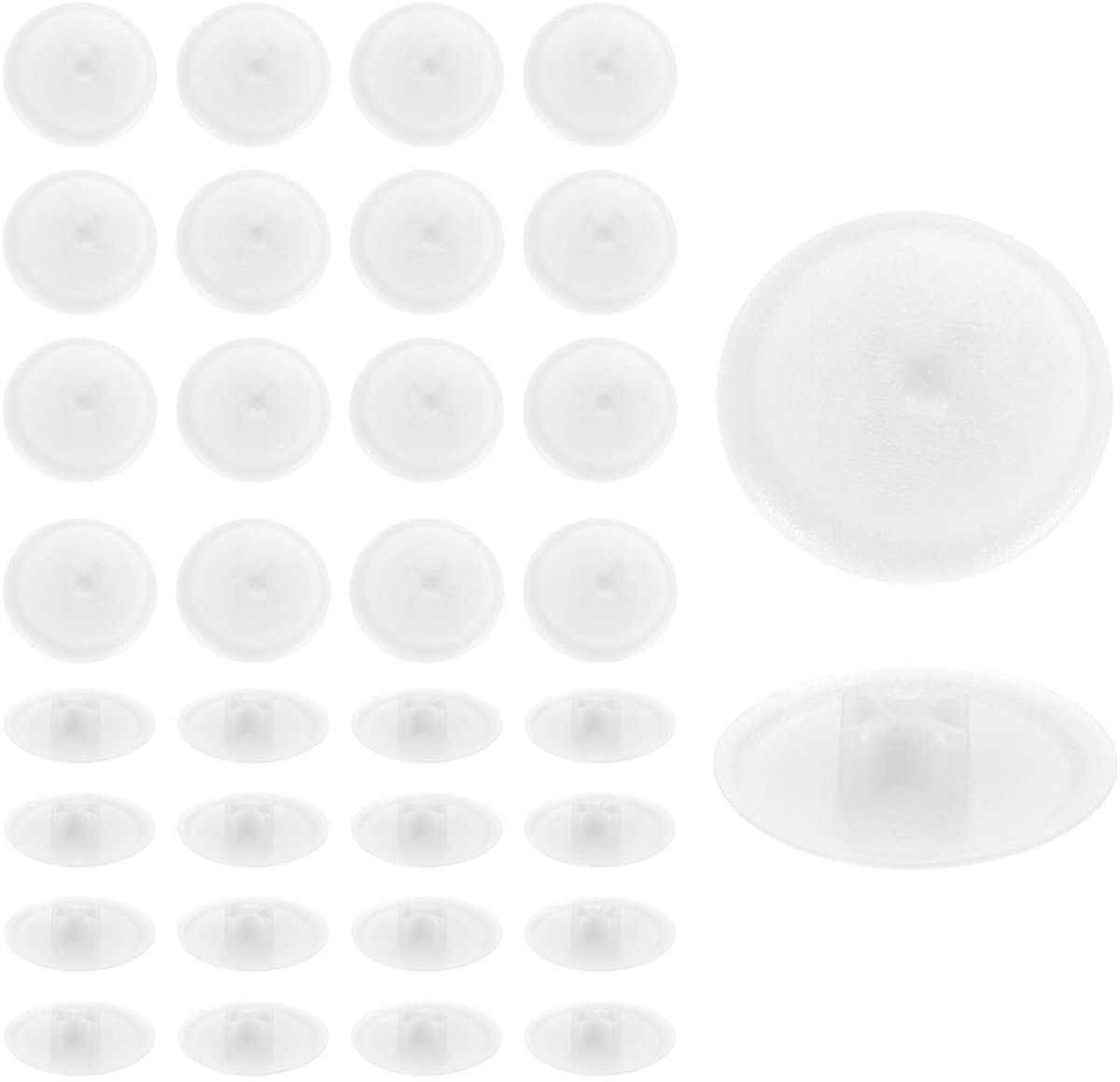 200 stuks schroefafdekkingen, 17 x 4 mm kunststof schroefafdekking voor Phillips Cam fitting moer zelftappende schroef, decoratieve clipbevestigingen, wit