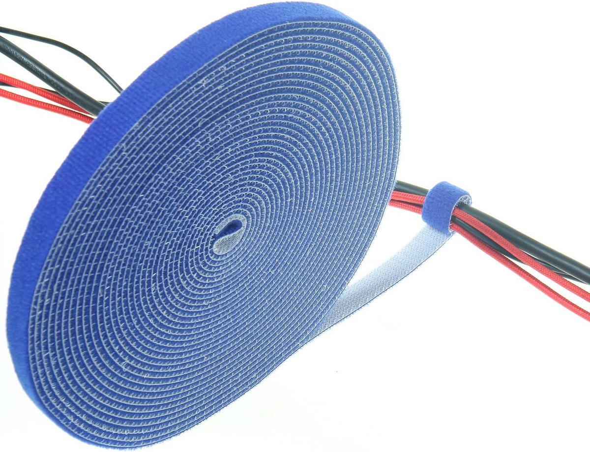 25M x 20mm Klittenband Kabelbinder Dubbelzijdig Rol, Back-to-Back zelfklemmende Kabelbeheer Klittenband, Afneembare Herbruikbaar Knipbaar, Vrij Snijdbare Kabel Organizer, Blauw TKB5014-blue