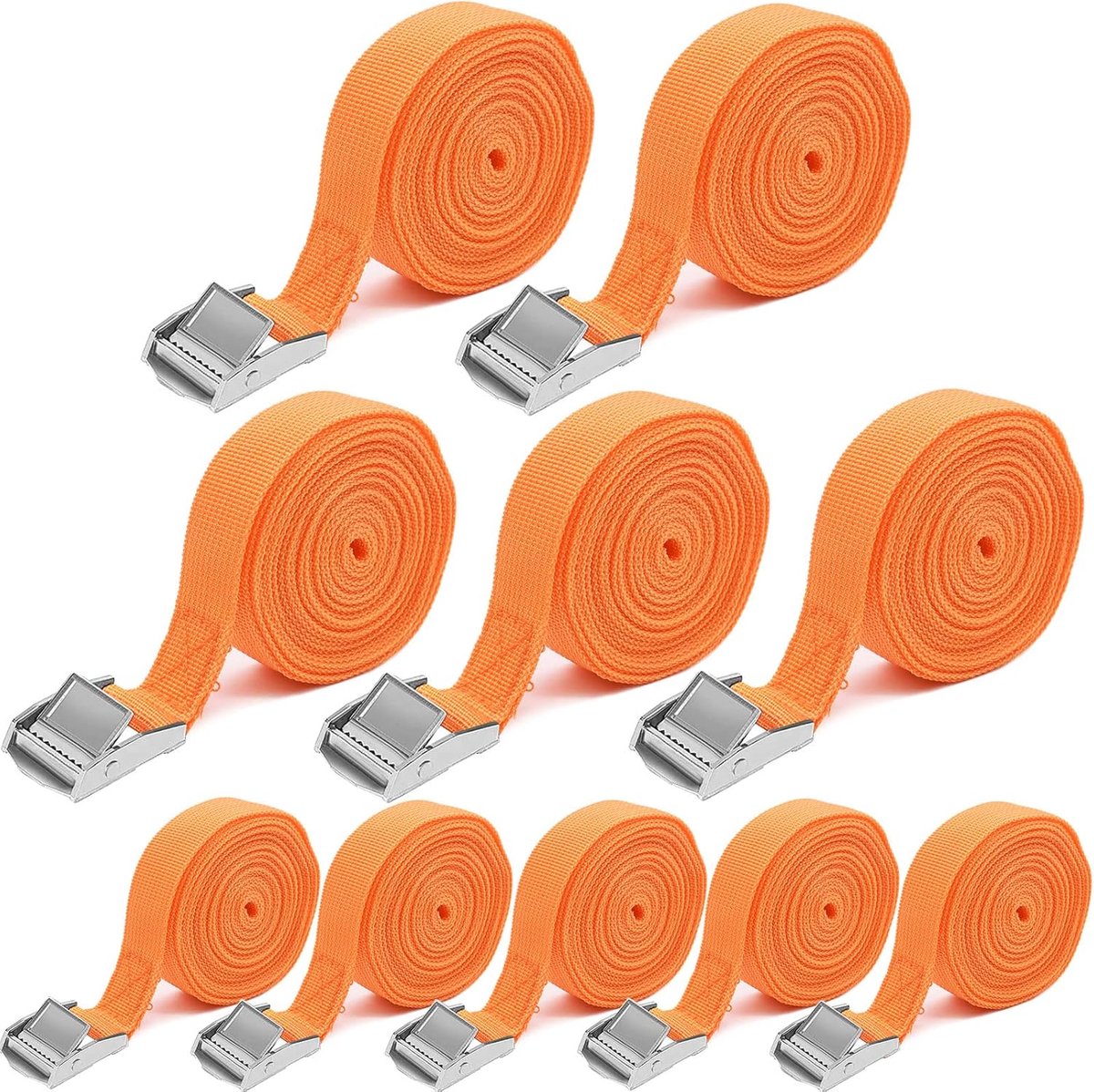 Lashingsbanden 25 mm x 4 m - met klemsluiting - 250 kg draagvermogen - ideaal voor motor- en fietsdrager - ShopVlot