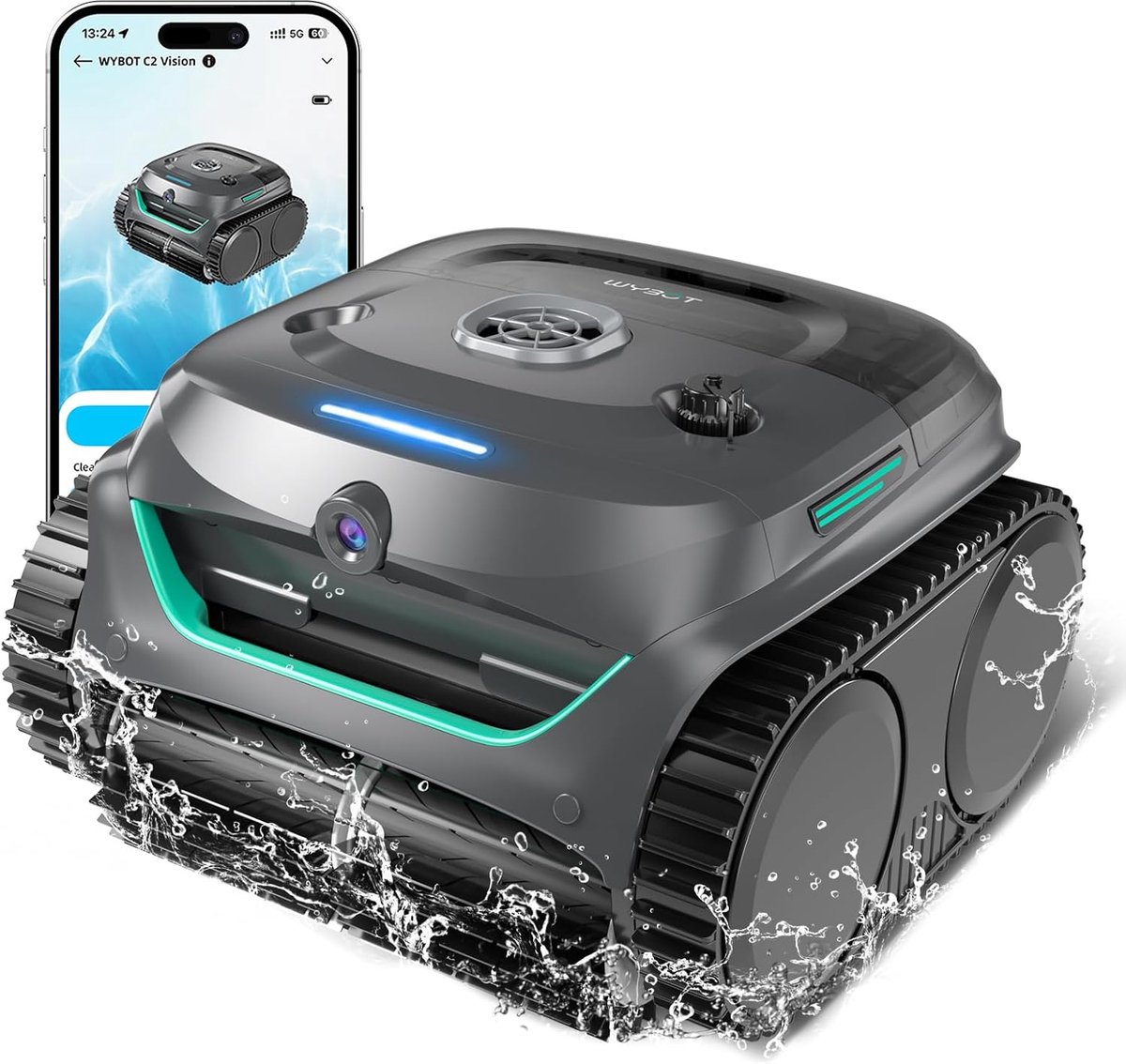SnelShoppen - Draadloze Poolrobot met Vision AI, Oplaadbare Accu, Twee-laags Filter, Borstelloze Motor en Krachtige Zuigkracht voor Zwembaden tot 180
