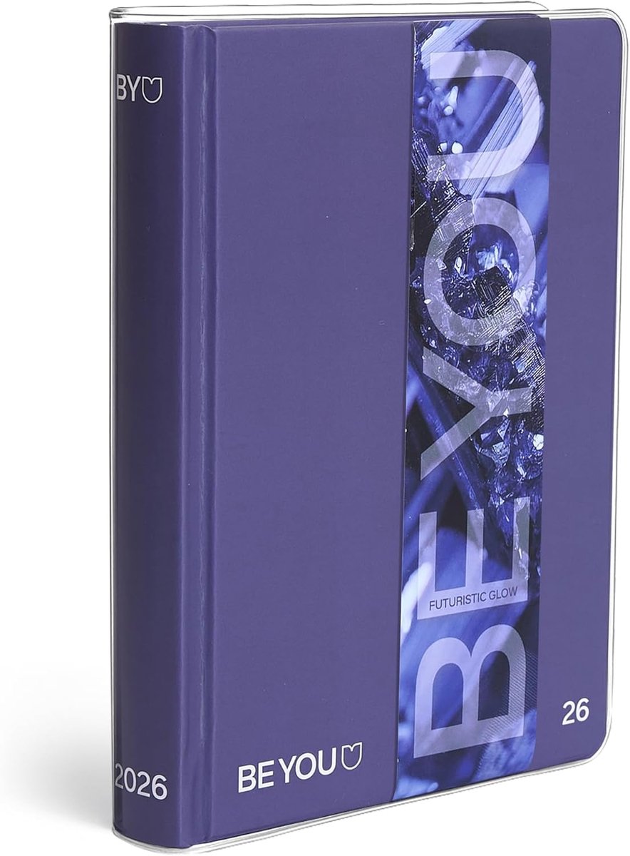 SnelShoppen - Schoolagenda 2025-2026 - Color Futuristic Glow, 12 maanden, 12.5x16.5 cm, Transparante hoes, Dagboek met stickers en boekenleggers