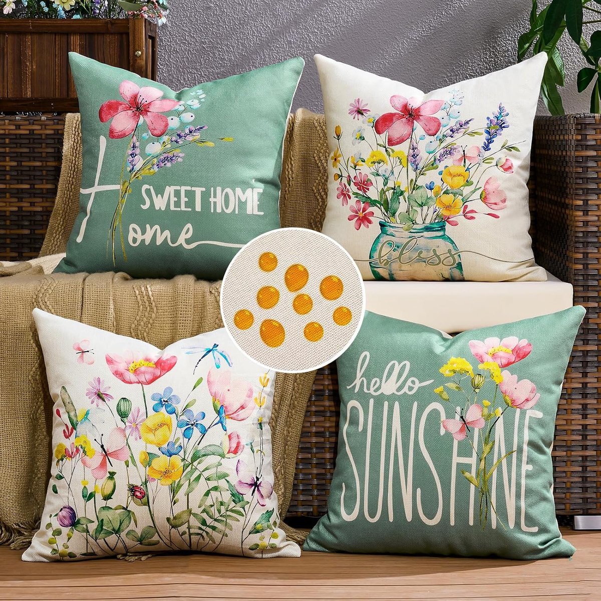Cushion Covers 18 x 18 Inch - Waterdicht Polyester - Bloemmotief - Ideaal voor Tuinmeubels - ShopVlot
