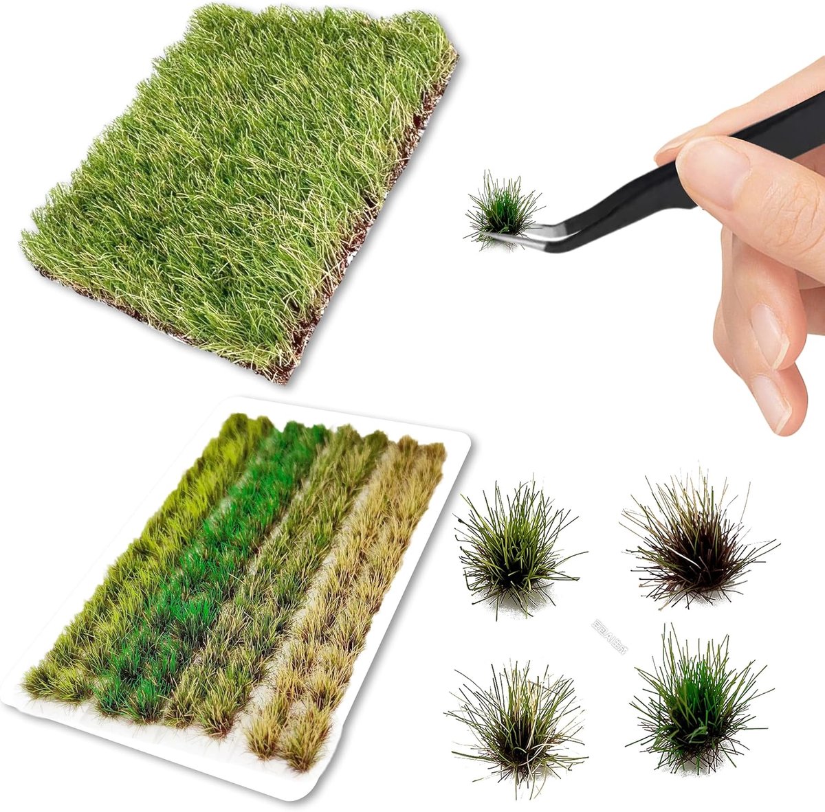 Modelbouw Gras Tufts 121 Stuks - Kunstgras Miniatuur Accessoires - Perfect voor Diorama's en Model Landschappen - ShopVlot