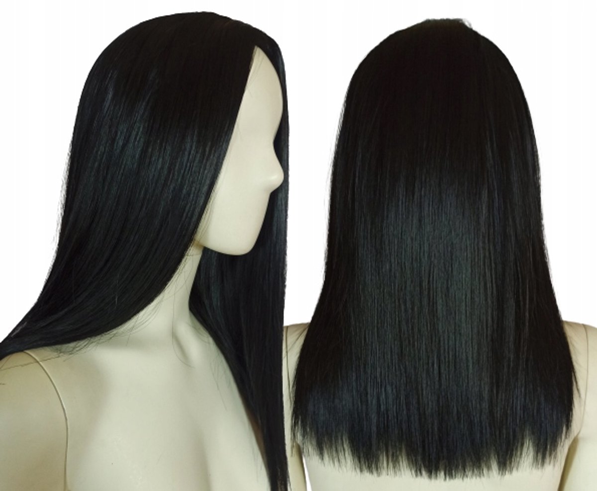 Merkloze Zwarte Bob Pruik 45cm Rechts Haar - Schouderlang