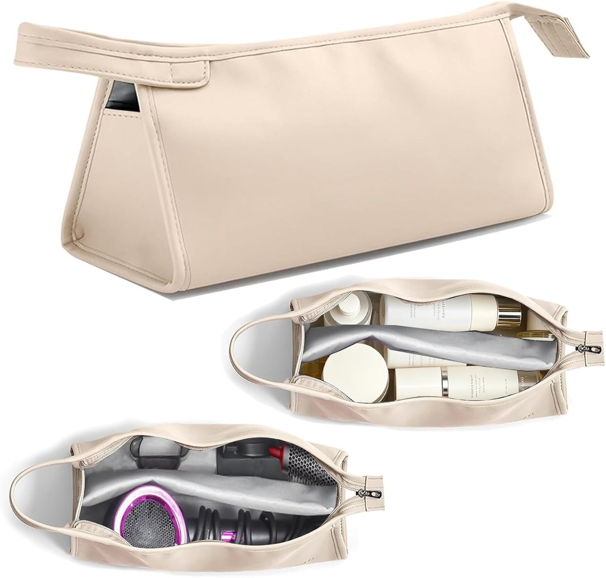 Reiszak voor haardroger - Beige PU-leer - Bescherming voor Airwrap Styler - Ideaal voor onderweg - SnelShoppen