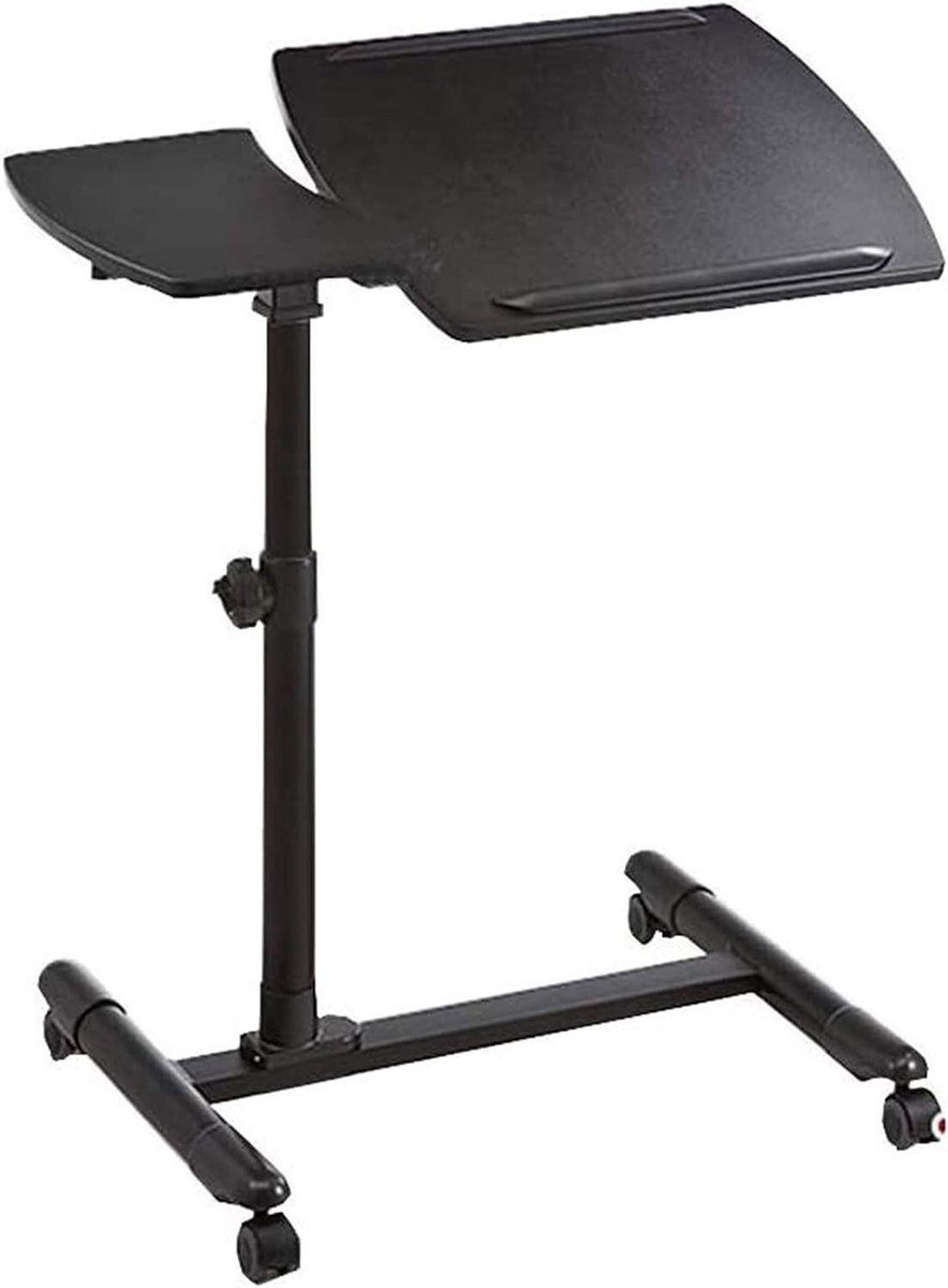 Laptop Bureau Cart - Verstelbaar Bureau - Thuiswerken - 360° Draaibaar - 58.5-85cm - Zwart
