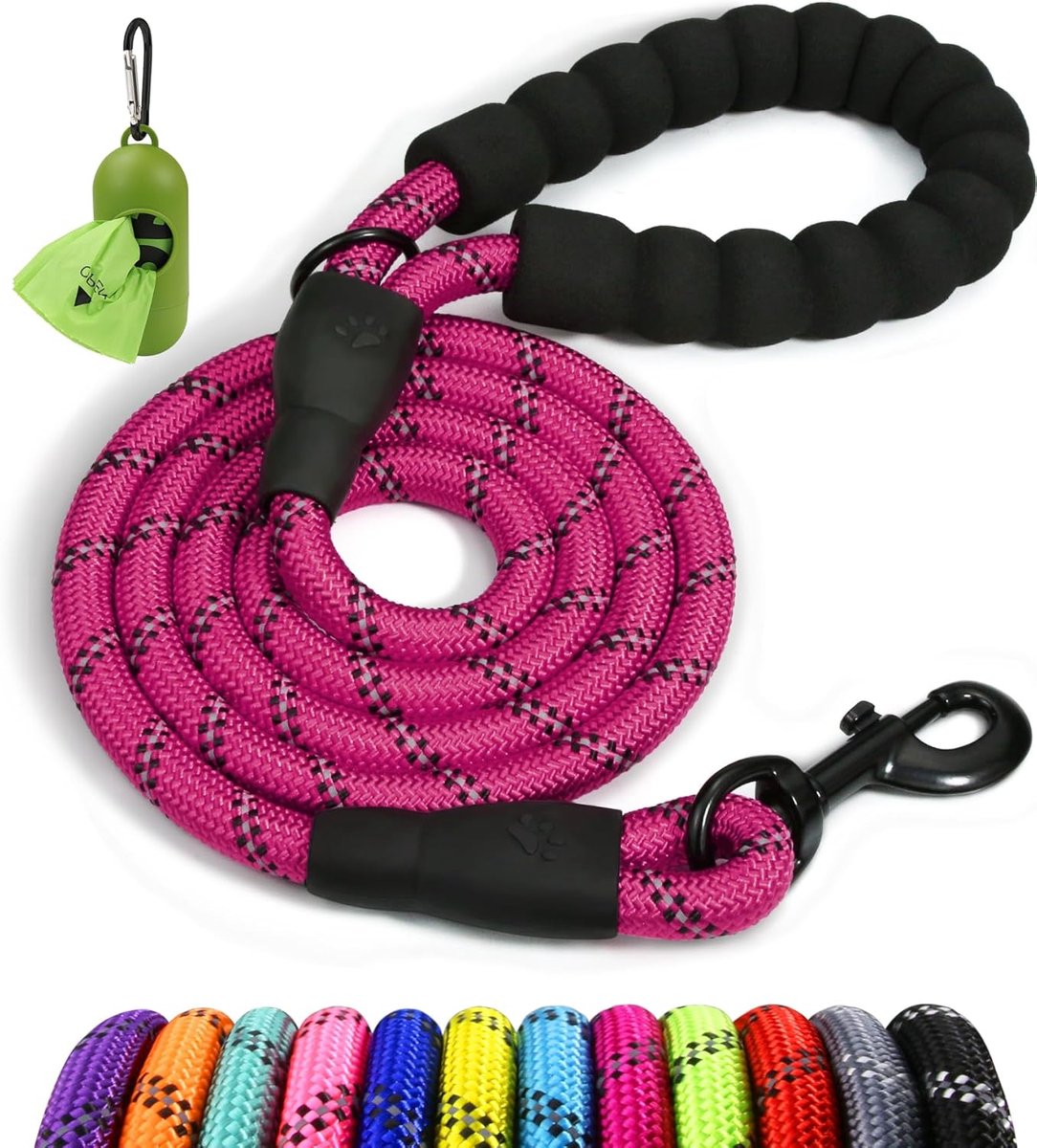 Hondenriem 1.8m - Fuchsia - Stevig met zachte handgreep - Veilig en comfortabel voor middelgrote en grote honden - SnelShoppen