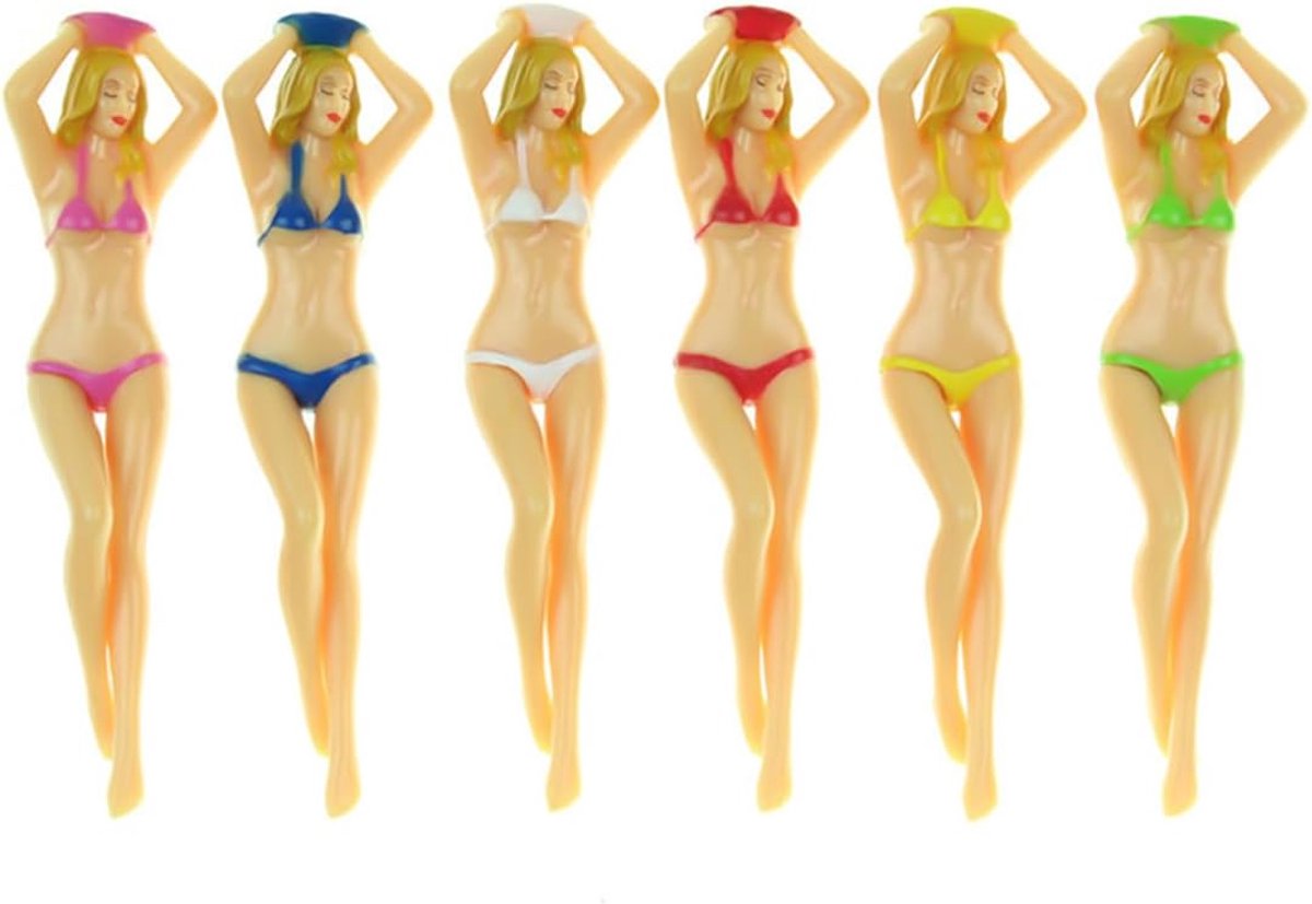 Golftees 76 mm - Set van 6 gekleurde bikinitees - Leuke golfaccessoires voor dames - Samen plezier met vrienden - SnelShoppen