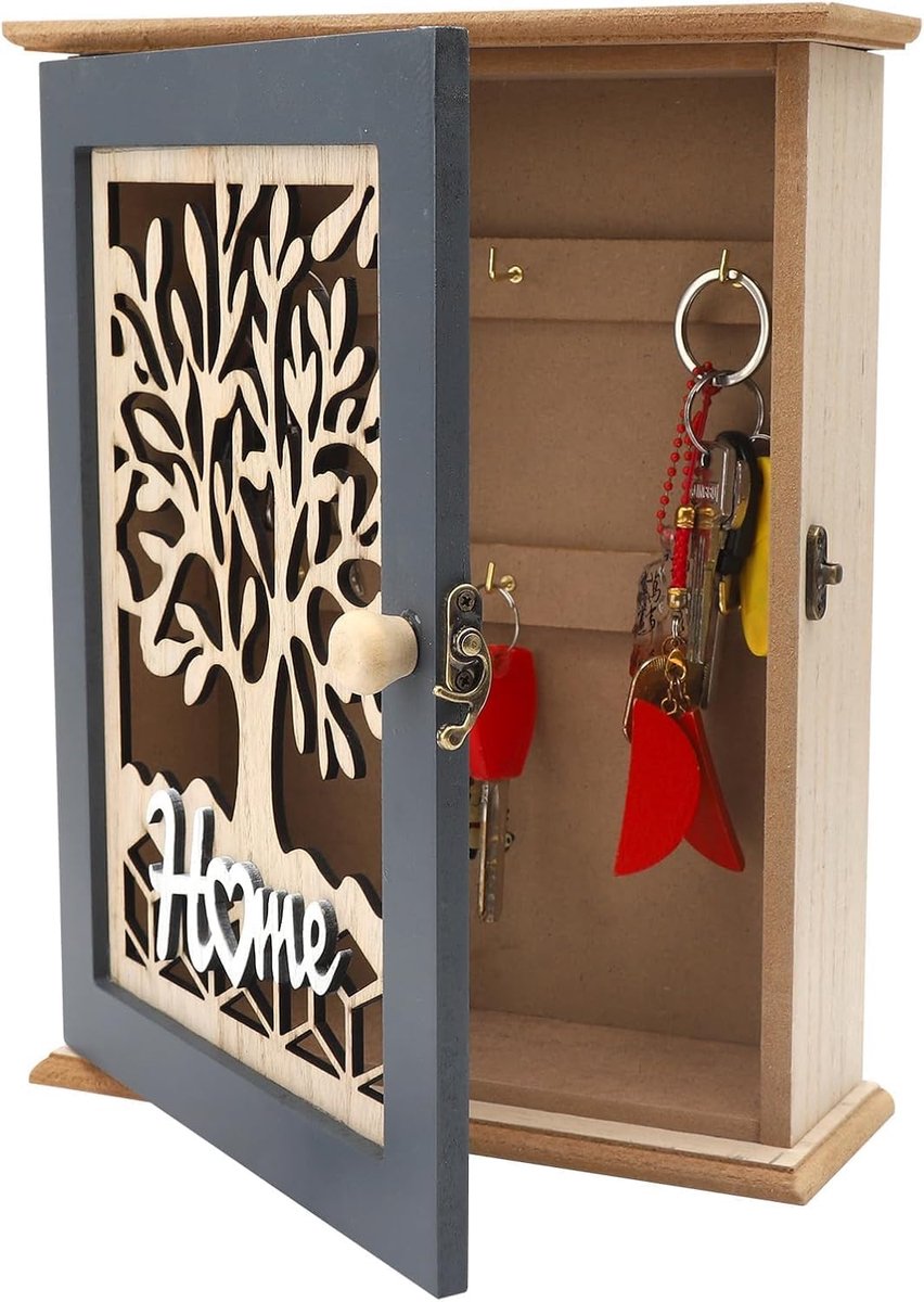 Sleutelkast met 6 haken - Houten vintage stijl - Duurzaam en functioneel - Perfect voor sleutels en kleine items - SnelShoppen
