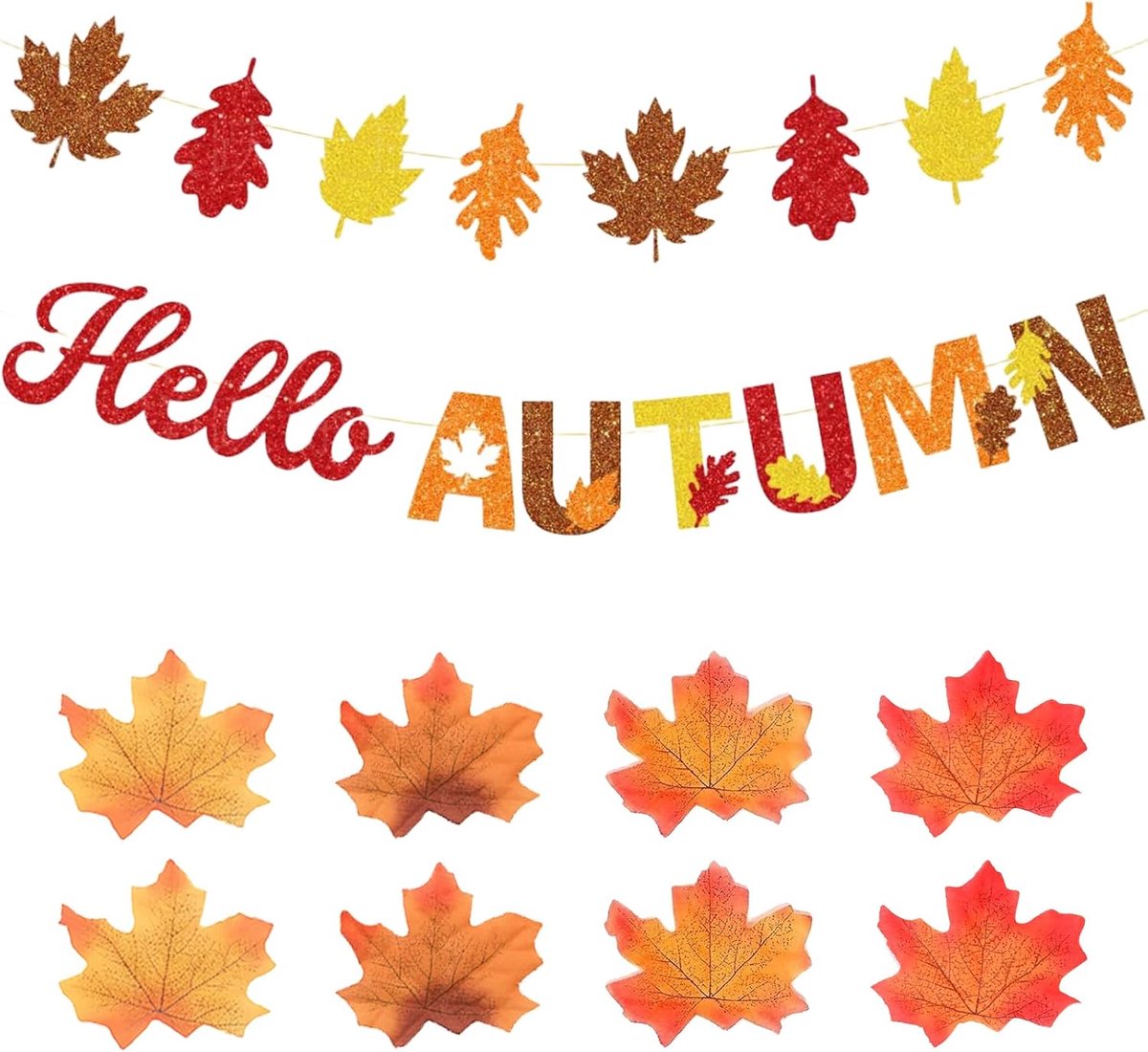 Herfstslinger esdoornbladeren - rood/oranje - decoratief - voor een sfeervolle inrichting - SnelShoppen