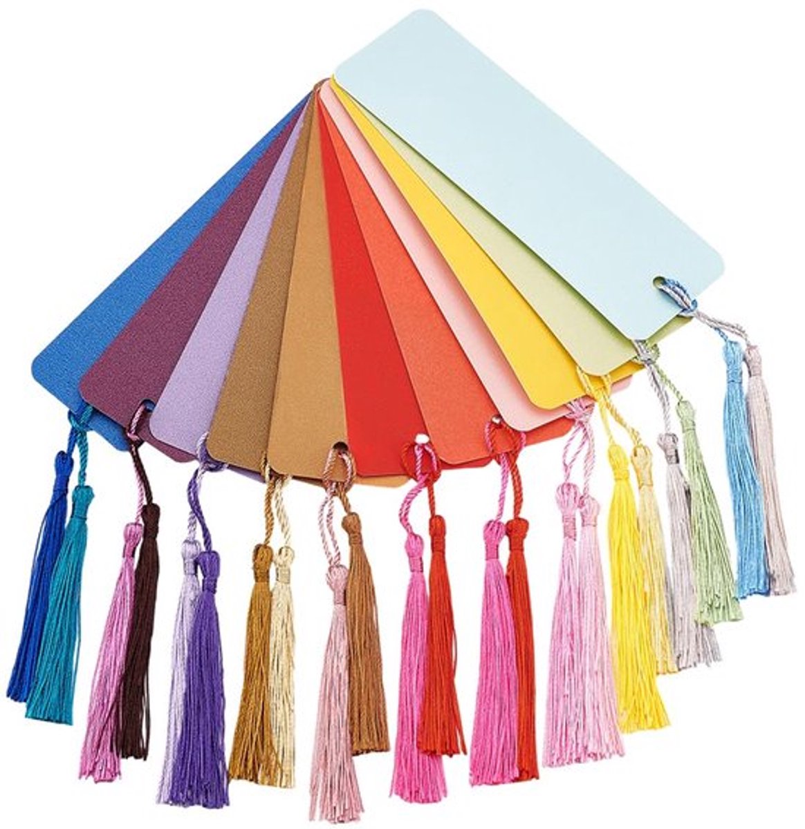 40 stuks 10 kleuren kraftpapier bladwijzers, blanco kaartjes met 80 stuks 20 kleuren kwastjes voor doe-het-zelf boekenleggers, cadeaulabels, knutselprojecten, decoratie, cadeaus voor leraren en studenten